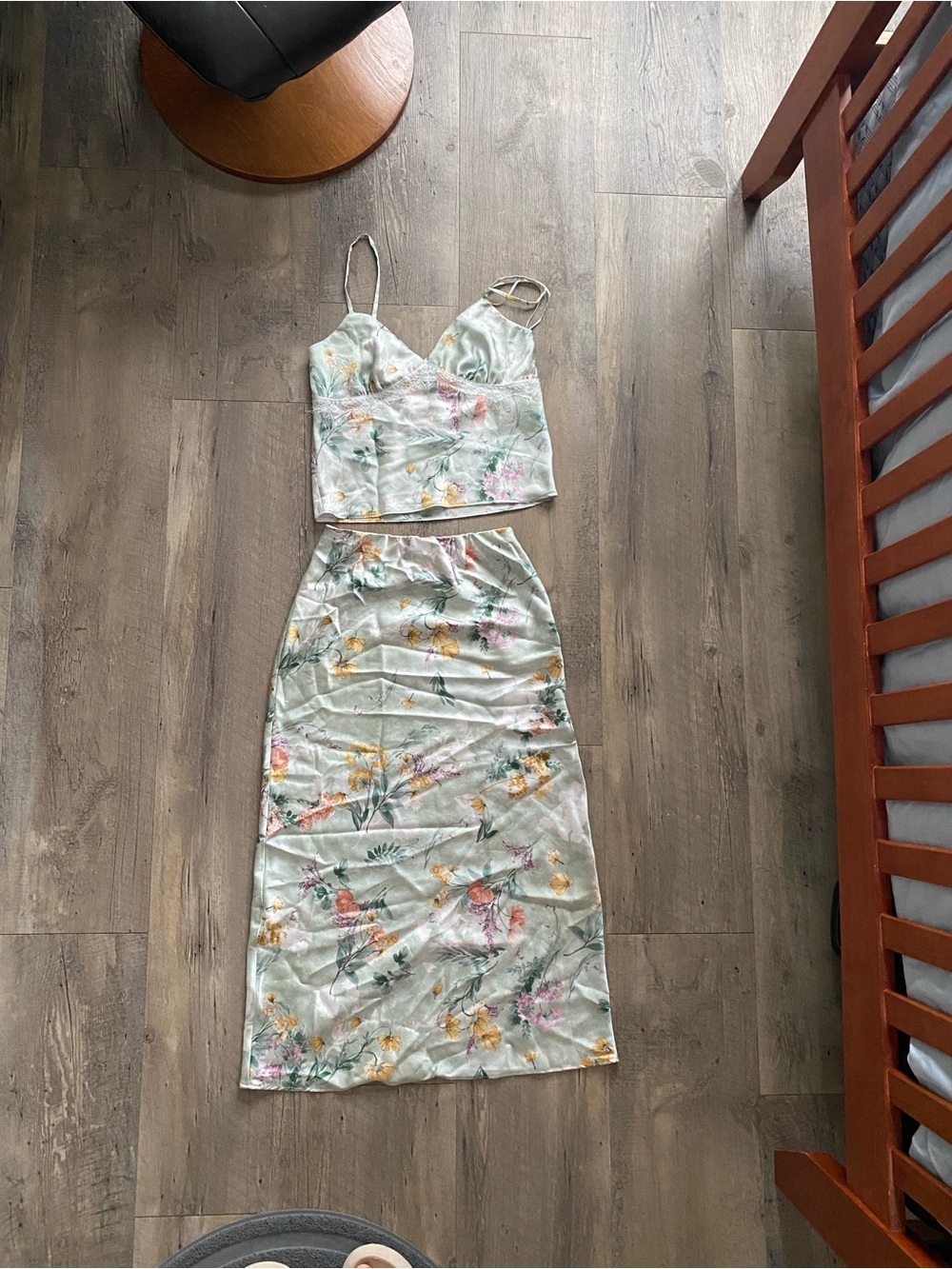 Good Luck Gem Mint Floral Midi Two-Piece Dress